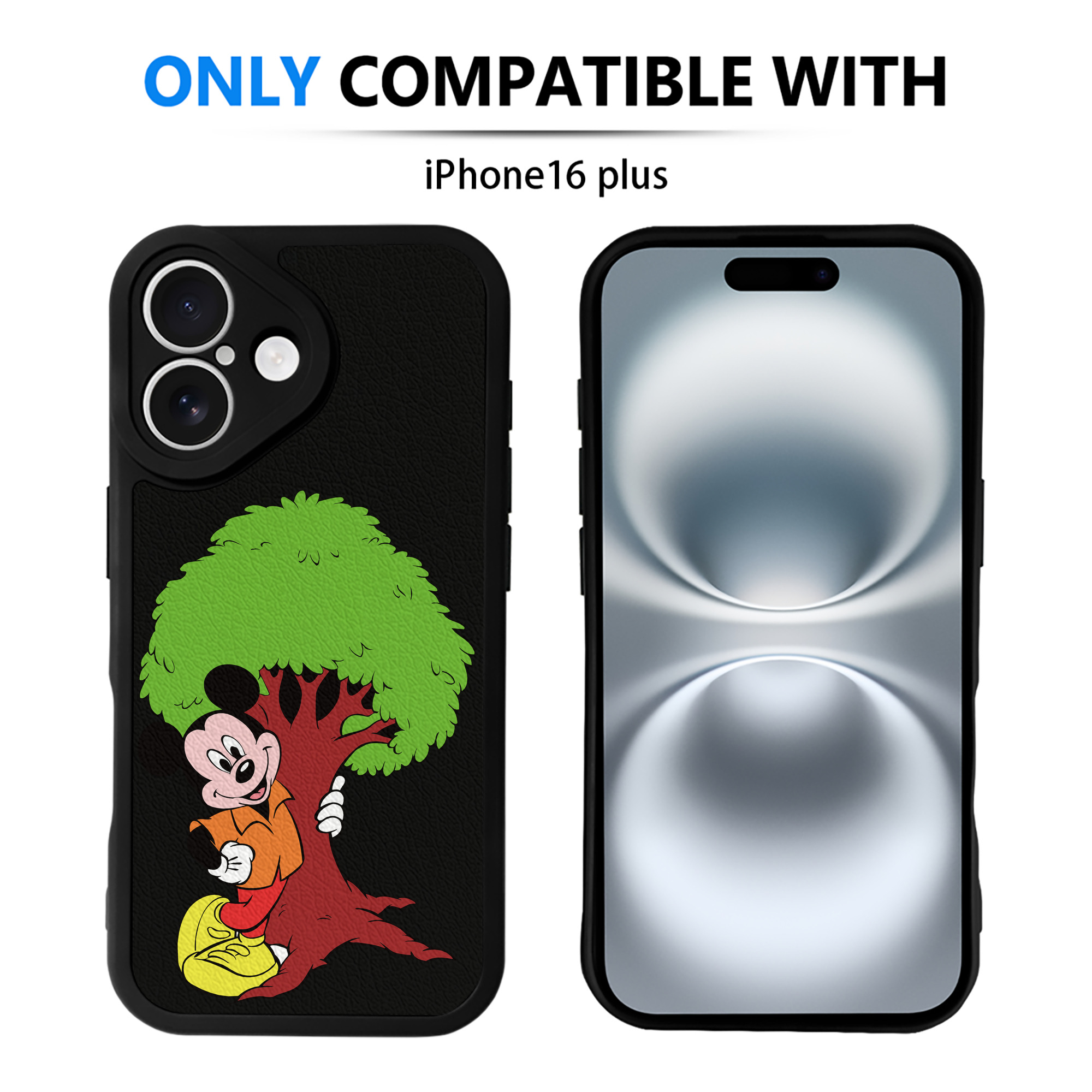 （画像用） ミッキーマウス Mickey Mouse 【iPhone 16シリーズ対応】シリコンスマホケース（レザー調） 材質：シリコン